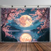 1PC Cherry Blossom Moon Background Pattern Tapestry, Large Size Decorative Wall Hanging, Holiday Gift, Party Decoration, Home Decor, Living Room Dorm Use - Multicolor - View 9