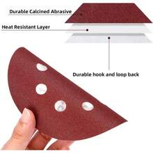 Bộ 52 miếng nhám cho máy chà nhám quỹ đạo ngẫu nhiên, 50 miếng nhám dán 5 inch 8 lỗ màu đỏ, bao gồm 1 đế đỡ và 1 miếng đệm trung gian, thu bụi 8 lỗ, chống nghẹt, tản nhiệt nhanh, phù hợp cho nội thất, sửa chữa thân xe ô tô, đá, tường và các dự án DIY - Đỏ - Xem 5