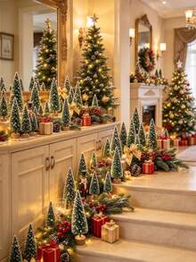 5/10 buah Pohon Natal Mini Bersalju, Pohon Pinus Kecil Realistis, Dekorasi Lanskap Miniatur Meja, Pohon Natal Dekoratif Kecil, Pohon Natal Dekorasi Pemandangan Meja, Barang Dekoratif untuk Menciptakan Suasana Liburan - Hijau - View 6