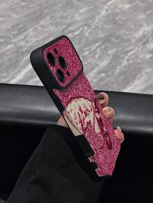 1pc New Vintage Rose Red Floral White Horse Pattern Phone Case, Faux Leather Texture, Shockproof Protective Cover Compatible With IPhone 17/17Pro/17ProMax/16/16Pro/16ProMax/16Plus/15/15Plus/15Pro/15ProMax/14/14Plus/14Pro/14ProMax/13/13Pro/13ProMax/12/12Pro/12ProMax/11/11ProMax, Anti-Collision Soft Shell - Multicolor - View 4