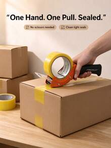 1pc Heavy Duty Tape Dispenser With 30m Tape, One-Handed Operation Carton Sealing Tool And Cutter, Ergonomic Packaging Tape Gun, Suitable For Shipping, Moving, Warehouse, Packaging - Multicolor - View 2