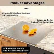 Heavy Duty Stainless Steel Cutting Board, Chopping Board, Stainless Steel Kitchen Countertop - Dishwasher , Durable Non-Slip | Protects Surfaces, Suitable For Kitchen, Baking, Camping - 1PC - View 4