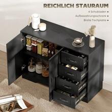 White Sideboard With 4 Drawers, Adjustable Shelf, And Anti-Tip Device For Kitchen And Living Room - Black - View 4