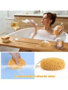 1Pc Bath Sponge, Durable Large Foam Loofah Face Puff - Yellow - View 4