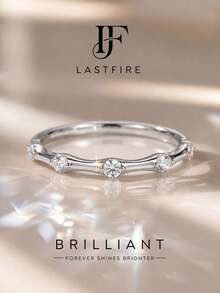 1pc Moissanite Ring, Fashion Geometric Bamboo Knot Pave Band, Suitable For Women's Party And Daily Wear - Geometric Moissanite Ring - View 1