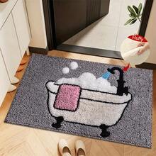 1 buah Keset Kamar Mandi Mikrofiber Motif Bak Mandi, Karpet Lantai Kamar Mandi Anti Selip dan Lembut, Keset Pintu, Keset Penyerap Air, Dapat Dicuci dengan Mesin, Berbulu Pendek, Lapisan Belakang TPR, Kain Rajut, Untuk Kamar Tidur, Dapur, Pintu Masuk, Penggunaan Dalam Ruangan, Aksesoris & Dekorasi Rumah, Hadiah Rumah Baru yang Sempurna - C - View 5