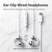 Earphone Jepit Terbuka Berkabel | Pas Tanpa Tekanan di Telinga dengan Konektor Ganda 3.5mm & Type-C, Mikrofon HD dan Kontrol In-Line Cerdas, Transmisi Suara Terarah, Universal untuk Olahraga, Bermain Game, Ponsel Pintar & Laptop - View 11