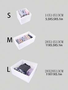 Fabric Storage Bins Set, Foldable Open-Top Drawer Organizer Boxes, Cloth Closet Storage Baskets For Underwear, Socks, Makeup, Clothes, Bedroom & Wardrobe Organization - White - View 2