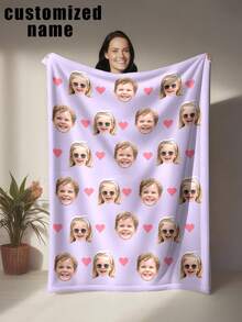1pc Personalized Custom Name And Photo Flannel Blanket, Soft And Comfortable Multi-Functional Customized Gift Blanket, Suitable For Friends Or Gifting, Soft And Comfortable Blanket For Sofa, Couch, Office Bed, Office, Camping, Travel, All Seasons - Multicolor - View 17