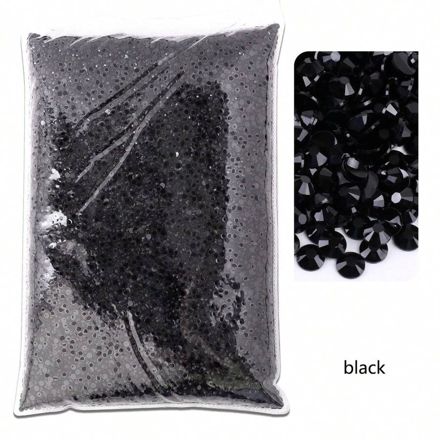 3mm, 5mm Black Resin Rhinestones, Flatback Diamonds, Black Non-Hotfix Crystal Rhinestones, For DIY Crafts, Cups, Bottles, Glasses, Clothes, Bulk Shiny Crystal Stones, Craft Set Decoration - Black - View 1