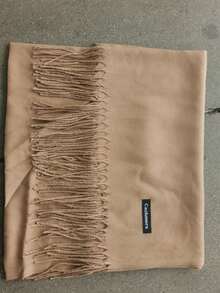 1pc 55*180cm Premium Fashion Elegant Solid Color Tassel Wool Scarf For Women, Autumn/Winter Casual Windproof Shawl, Suitable For Daily Wear - Khaki - View 4