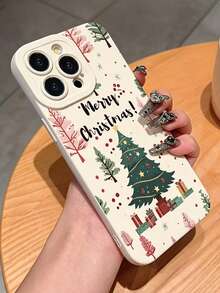 Phone Case - Christmas Tree TPU Shockproof Full Coverage Precision Protective Case Suitable Compatible With Iphone 6/7/8/X/Xs/Xr/Xs Max/11/12/13/14/15/16/17/18 Pro Max, Perfect For Christmas - Beige - View 3