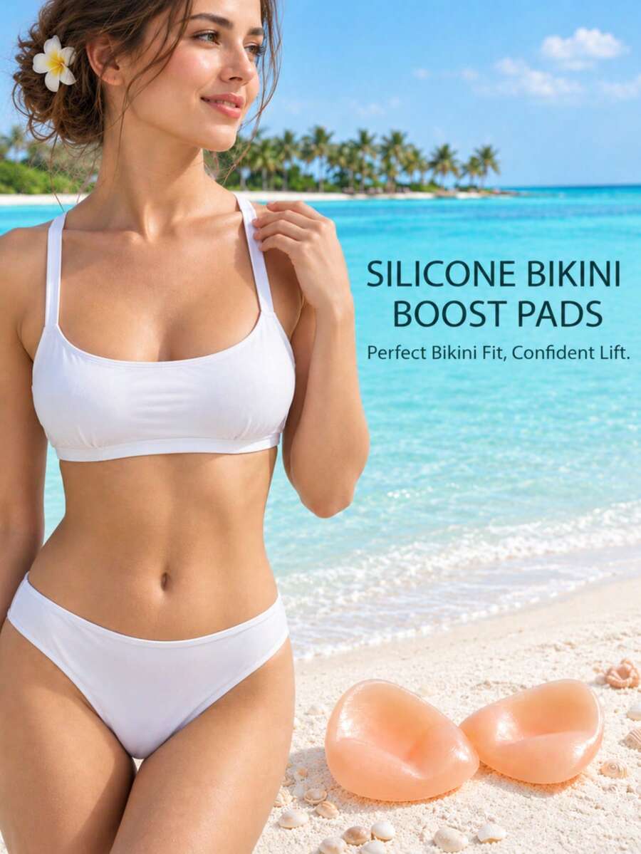 1 par de almohadillas de silicona para el pecho de bikini de verano, adecuadas para trajes de baño y bikini - Multicolor - Ver 1