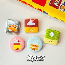 Cute Cartoon Dessert Pattern Round And Square Tin Badge Brooch, Sweet Pudding Croissant Waffle Design, Aesthetic Decorative Lapel Pin, Backpack Clothing Bag Accessory, Gift For Girls - A - View 12