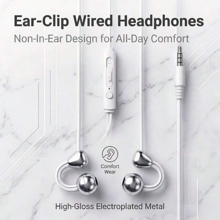 Earphone Jepit Terbuka Berkabel | Pas Tanpa Tekanan di Telinga dengan Konektor Ganda 3.5mm & Type-C, Mikrofon HD dan Kontrol In-Line Cerdas, Transmisi Suara Terarah, Universal untuk Olahraga, Bermain Game, Ponsel Pintar & Laptop - View 1