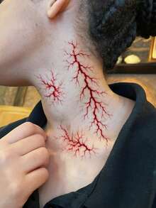 1pc Temporary Tattoo Sticker, Blood Vessel Vein Pattern, Realistic Tattoo Design, For Daily Wear, Bachelorette Party Favors, Music Festival, Game, Graduation Gift, Lasts 3-5 Days - Multicolor - View 4