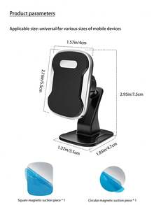 1pc Car Phone Holder Magnetic Square Adhesive Phone Mount Navigation Bracket For Dashboard - A - View 6