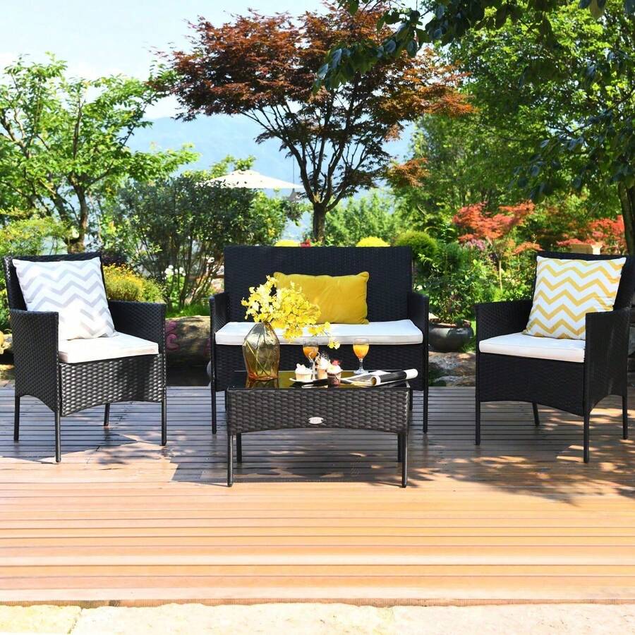 Outdoor Table & Chair Sets - White - View 1