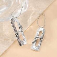 Bohemian Silver Long Dangle Earrings, Vintage Hippie Style Large Drop Earrings - Silver - View 7