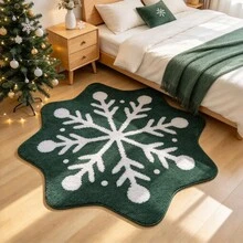 1pc Green Snowflake Christmas Bathroom Mat Kitchen Mat Door Mat, Soft Fluffy Faux Cashmere Material, Printed Carpet, Christmas Indoor Home Decor, Christmas Gifts, Christmas Home Decorations, Non-Slip Carpet Door Mat, Bathroom Small Rug - Non-Slip, Machine Washable, Faux Cashmere Bathroom Small Rug, Perfect For Bathroom Or Bedroom Decor, Bathroom Christmas Decor And Accessories, Suitable For Home Entrance Decor, Christmas Party - Multicolor - View 6