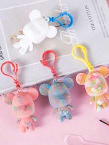 6pcs DIY Handmade Set - Graffiti Bear Keychain, Colorful Bear-Shaped Keychain | Material: Plastic | Set Includes: 1 Bear-Shaped Blank Piece + 3 Colors Of Paint + 1 Mixing Spoon + 1 Keychain | Random Color | Enhance Creativity And Hands-On Ability | - Multicolor - View 11