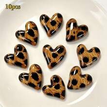 5/10/15pcs Leopard Print Heart Resin Fridge Magnets, Cute Decorative Magnets, Suitable For Kitchen, Office, Storage Cabinets, Dishwashers And Refrigerators, Kitchen Decor, Home Decor, Mother's Day Gift - Multicolor - View 7