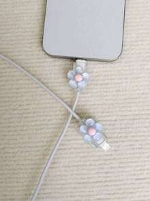 2pcs Transparent Flower Shaped Charging Head Protective Cover Cable Protector, Charger Protector - Multicolor - View 7