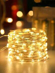 1pc Battery Operated Copper Wire Fairy String Lights, Warm White LED ...
