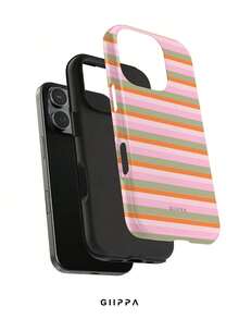 GIIPPA 1件多色條紋混搭圖案設計手機殼，適用於Phone 18 Pro Max，相容Phone 17 Pro Max、16 Pro Max、15 Pro Max，韓系高端時尚趣味手機殼，適合11/12/13/14/15/16 Pro Max Plus，男女皆宜的優雅設計，送給女友的聖誕節、情人節、復活節、婚禮季與生日完美禮物！ - 多色2 - 查看 2