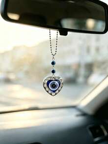 1 buah Hiasan Gantung Kaca Spion Mobil Bentuk Mata Jahat, Hati, dan Kupu-kupu, Aksesori Dekorasi Interior Mobil, Ornamen Mobil Kreatif - A - View 3