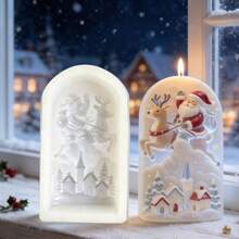 1pc 3D Santa Claus & Reindeer Silicone Mold, Christmas Village Embossed Candle Mold, Suitable For DIY Handmade Soap, Plaster, Resin Casting, Christmas Home Decor & Gift Making - Multiple Styles - View 6