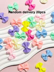 10/20/100pcs Acrylic Bow Candy Color Wrinkled Cream Glue Phone Case Material Solid Color Dyed Beaded Accessories - Bow - View 8