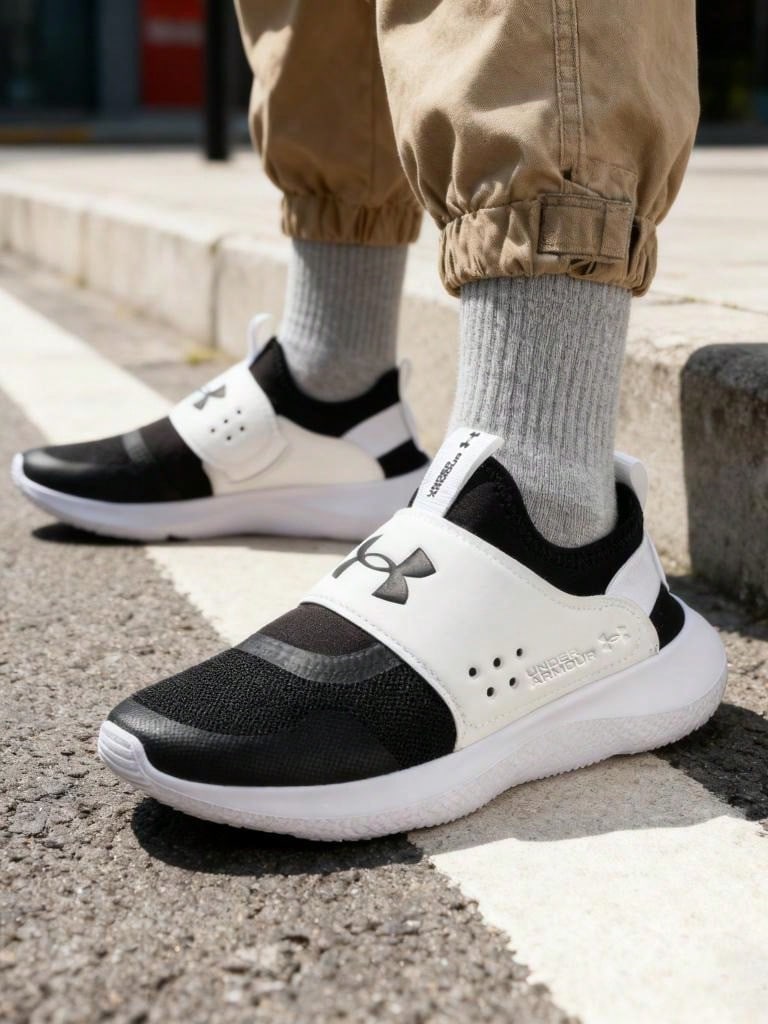 Under Armour 男款 UA Runplay 慢跑鞋,戶外運動舒適緩震跑鞋,適合日常通勤與路跑,建議訂購大 0.5-1 號,3024870-002 - 黑色/白色 - 查看 1
