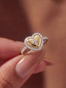 1pc Fashion Heart Cross Ring, Vintage Style Women's Daily Accessory Gift - Cross - View 2