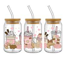 5pcs/Set Cafecito Y Chisme UV DTF Cup Stickers Decals Transfer, High Quality Self-Adhesive Stickers Suitable For Mugs, Water Cups, Cups, 16oz Glass Jars DTF Transfer Stickers, 3D Crystal Labels High Quality Scratch Resistant, DIY Cup Body Transfer - Multicolor - View 9