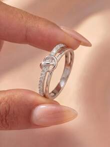 1pc Elegant Double Layer Knot Ring, Exquisite And Unique, Suitable For Parties And Balls, Carefully Crafted Jewelry, Perfect Gift For Girlfriend's Anniversary - Knot - View 5