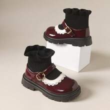 Girls' Fashion Boots/Suitable For Daily Wear/Academic Style/All Season/Suitable For Middle And Older Children/Autumn And Winter/ - Burgundy - View 3