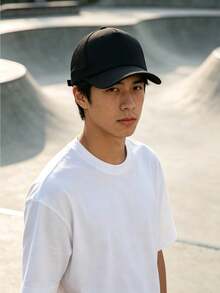 1pc Men's Solid Color Baseball Mesh Cap - Black - View 10