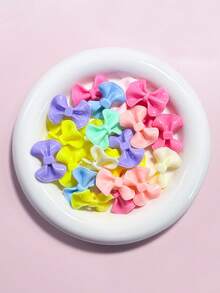 10/20/100pcs Acrylic Bow Candy Color Wrinkled Cream Glue Phone Case Material Solid Color Dyed Beaded Accessories - Bow - View 5