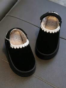 Infant Slippers With Back Strap And Hook-And-Loop Anti-Slip For Toddlers, Indoor Home Bedroom Slippers For Boys And Girls, Autumn And Winter - Black - View 6