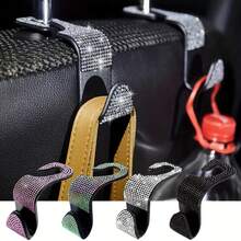 2 Packs Artificial Diamond Car Hooks, Hidden Car Storage Hooks, Creative Car Seat Hooks, Women's Car Accessories - A - View 1