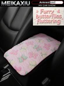 MEIKAXIU Winter Plush Butterfly Car Armrest Pad Center Console Mat Car Decor For Women - Plush Butterfly Style - View 9