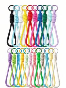 10/20/50/100pcs Random Color Nylon Rope DIY Handmade Weaving Set, Keychain And Backpack Charm Materials, Perfect Choice For Valentine's Day Gift Solid Color Bohemian Polyester Paracord Keychain, Paracord Keychain Bag Charm - Multi-color - View 2