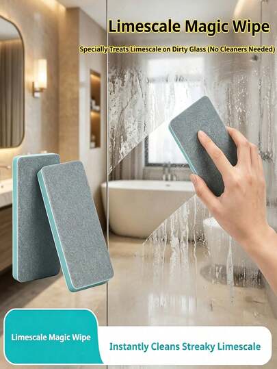 Brosse de nettoyage magique, brosse de nettoyage de calcaire industrielle commerciale, outil de récurage multifonction double face puissant pour la maison, utilisation à sec et humide pour un nettoyage facile; largement applicable aux surfaces en verre trempé de la salle de bain, miroir de maquillage, espaces entre les carreaux de douche, fenêtres en verre de la maison, évier de cuisine, lavabo, surfaces de quincaillerie de salle de bain et autres scénarios de nettoyage.