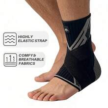 AA MASEDA 1pc Ankle Support Sleeve - With Strap, Adjustable Compression, Stable Support For Ankle Joint, Suitable For Men And Women Sports, Fitness, Running, Cycling, Basketball - Black - View 5