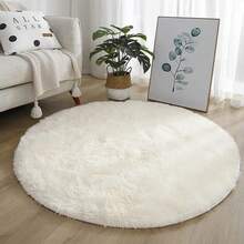 1pc Thickened Round Plush Decorative Area Rug, Suitable For Bedroom, Living Room, Dorm, Kids Play Room - Pink - View 10