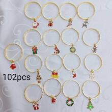 Home Decor Napkin Rings Table Decoration, Suitable For Holidays, Parties, Birthdays, Weddings, Dinners, Gatherings And Other Daily Creative Decor, Multiple Styles And Elements, Christmas Napkin Rings Metal Embossed Hammered Texture Ring Buckle, 4pcs/12pcs/102pcs Optional. - Multicolor - View 79