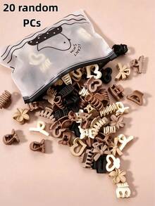 10/20/50pcs Brown Mixed Style Multi-Design 2.5cm Women's Half-Up Hair Claw Clips, Hair Claw For Back Of Head, Hair Accessory, Princess Style (Random Color And Style) - Multicolor - View 7
