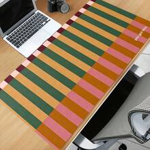1 buah Alas Meja Anti Selip Besar, Alas Keyboard untuk Gaming & Kantor, Desain Garis Tebal Tahan Lama, Kombinasi Warna Burgundy & Pink, Cocok untuk Dekorasi Meja Kerja di Rumah, Ideal untuk Gamer, Kantor dan Asrama, 2D Datar - Garis-garis warna-warni - View 4