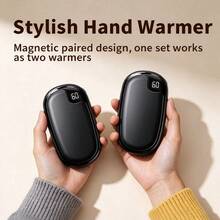 2pcs USB Hand Warmers, 3-Level Heating, LED Display, 8-Hour Warmth, 2000mAh*2 Portable Magnetic Electric Reusable Hand Warmers, Suitable For Men, Women, Raynaud's Syndrome/Hunting/Golf - Multicolor - View 2